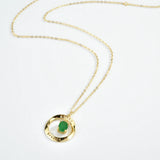 925 Silver Amar Aquamarine Green Oval Drop Pendant Necklace
