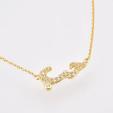 925 Sterling Silver Arabic Love Pendant Necklace Zircon CZ Charm