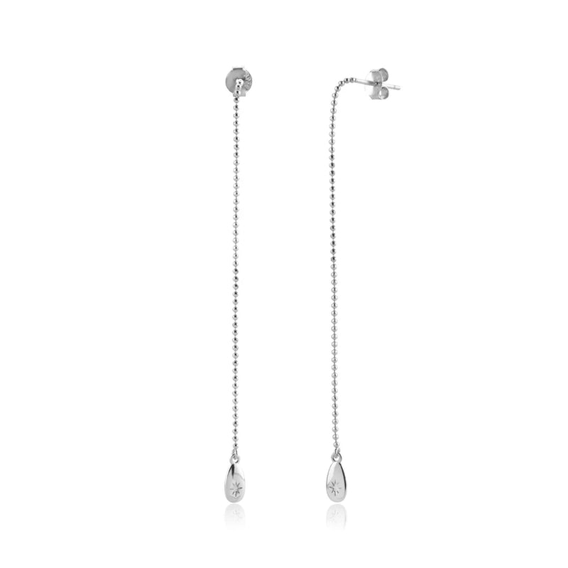 925 Silver Beads Chain Oval Piercing Earrings Women Fine Jewelry