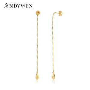 925 Silver Beads Chain Oval Piercing Earrings Women Fine Jewelry