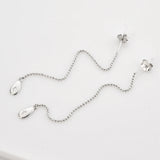 925 Silver Beads Chain Oval Piercing Earrings Women Fine Jewelry