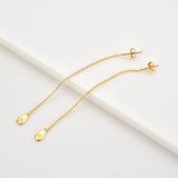 925 Silver Beads Chain Oval Piercing Earrings Women Fine Jewelry