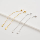 925 Silver Beads Chain Oval Piercing Earrings Women Fine Jewelry