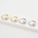 925 Silver Zircon Hoops Piercing Earrings