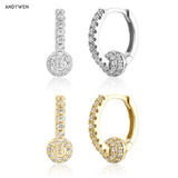 925 Silver Zircon Hoops Piercing Earrings