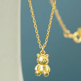 925 Silver Bear Pendant Necklace Long Chain Rock Punk Wedding