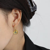 925 Silver Drop Earrings Zircon Coins Piercing Clips Women Wedding Jewelry Gift