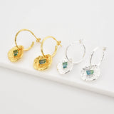 925 Silver Drop Earrings Zircon Coins Piercing Clips Women Wedding Jewelry Gift