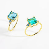 925 Silver Green CZ Zircon Ring Women Wedding Fine Jewelry