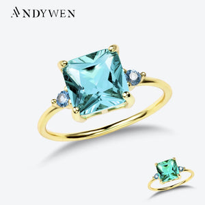 925 Silver Green CZ Zircon Ring Women Wedding Fine Jewelry