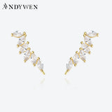 925 Silver Oval Crystal Climber Earrings Piercing Clip