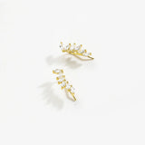 925 Silver Oval Crystal Climber Earrings Piercing Clip