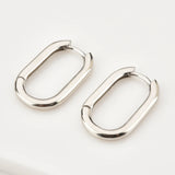 925 Silver Oval Hoops Earring Circle Wedding Punk