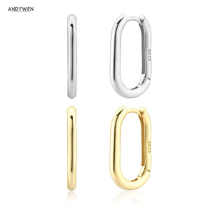 925 Silver Oval Hoops Earring Circle Wedding Punk