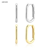 925 Silver Oval Hoops Earring Circle Wedding Punk