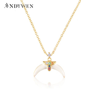 925 Silver Enamel Moon Pendant Necklace for Women