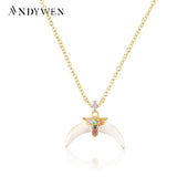 925 Silver Enamel Moon Pendant Necklace for Women