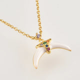 925 Silver Enamel Moon Pendant Necklace for Women