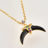 925 Silver Moon Enamel Pendant Necklace Women Accessories