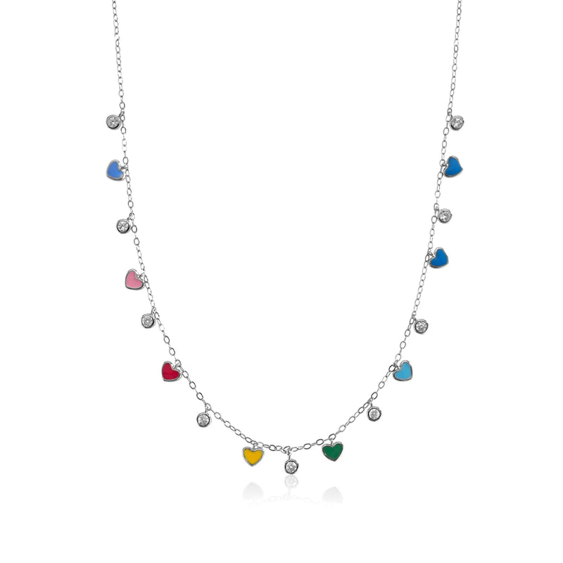 925 Silver Bohemia Enamel Charm Choker Necklace Women Classic Jewelry