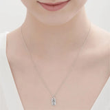 925 Silver Boy Girl Square Pendant Necklace Crystal Jewels