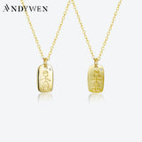 925 Silver Boy Girl Square Pendant Necklace Crystal Jewels
