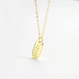 925 Silver Boy Girl Square Pendant Necklace Crystal Jewels