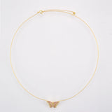 925 Silver Butterfly Pink Clear Chain Necklace Crystal CZ Spring Jewelry