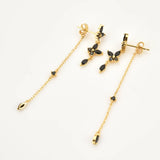 925 Silver Butterfly Zircon Chain Drop Earring Women Jewelry Gift