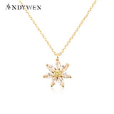 925 Silver Chrysanthemum Flower Charm Pendant Necklace Crystal Jewelry