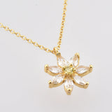 925 Silver Chrysanthemum Flower Charm Pendant Necklace Crystal Jewelry