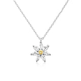 925 Silver Chrysanthemum Flower Charm Pendant Necklace Crystal Jewelry