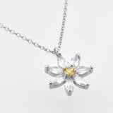 925 Silver Chrysanthemum Flower Charm Pendant Necklace Crystal Jewelry