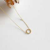 925 Silver Circle Pendant Zircon Pave Necklace Wedding Gift