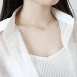 925 Silver Circle Pendant Zircon Pave Necklace Wedding Gift
