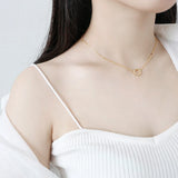 925 Silver Circle Pendant Zircon Pave Necklace Wedding Gift