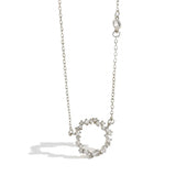 925 Silver Circle Pendant Zircon Pave Necklace Wedding Gift