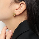 925 Silver Circle Stud Earring Heavy Pendiente Clip Wedding Jewelry