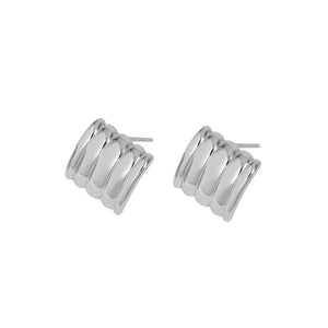 925 Silver Circle Stud Earring Heavy Pendiente Clip Wedding Jewelry