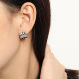 925 Silver Circle Stud Earring Heavy Pendiente Clip Wedding Jewelry