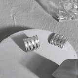925 Silver Circle Stud Earring Heavy Pendiente Clip Wedding Jewelry