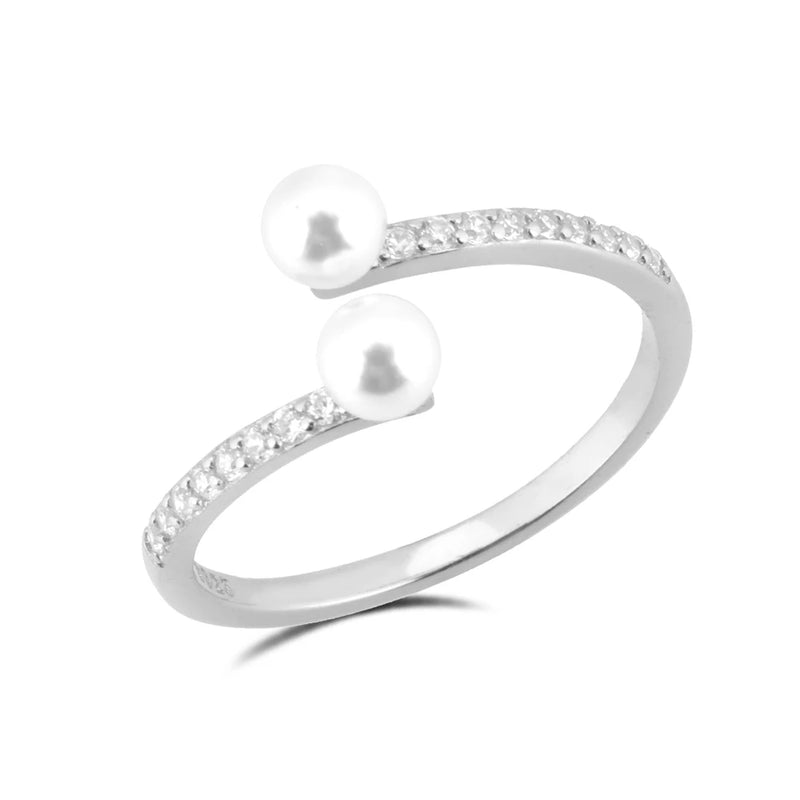 925 Silver Pearl Resizable Ring Adjustable Women Jewelry