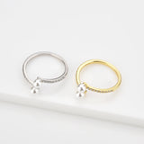 925 Silver Pearl Resizable Ring Adjustable Women Jewelry