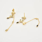 925 Sterling Silver Butterfly Zircon Chain Drop Earrings