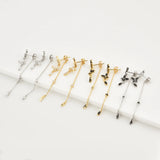 925 Sterling Silver Butterfly Zircon Chain Drop Earrings