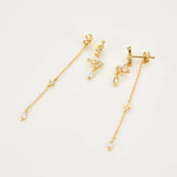 925 Sterling Silver Butterfly Zircon Chain Drop Earrings
