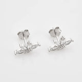 925 Silver Clear Zircon Flower Stud Earring Women Clips Pendiente Fine Jewelry