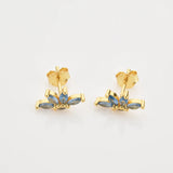 925 Silver Clear Zircon Flower Stud Earring Women Clips Pendiente Fine Jewelry