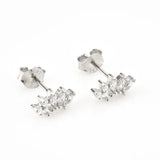 925 Silver Clear Ovals Stud Earring Punk Fine Jewelry Crystal CZ Clips Piercing