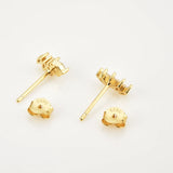 925 Silver Clear Ovals Stud Earring Punk Fine Jewelry Crystal CZ Clips Piercing